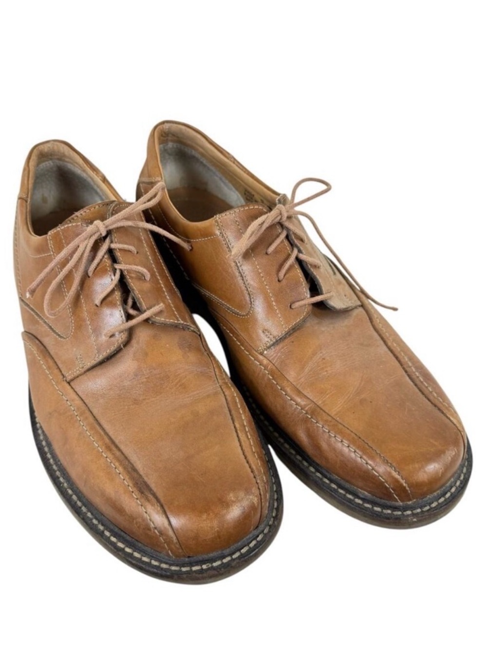 Bostonian Brown Leather Lace Up Almond Toe Rubber Sole Dress Shoes Italy Mens 12